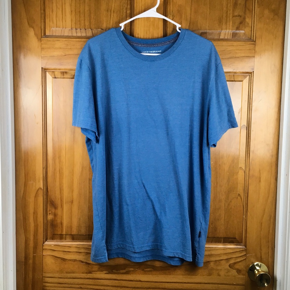 Lucky Brand Mens XL Blue Heathered Short Sleeve Crew Neck Americana T-Shirt